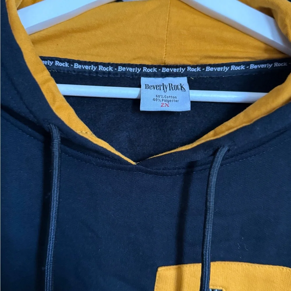 Black and Orange Women's Hoodie with Front Pocket - Picture 2 of 3